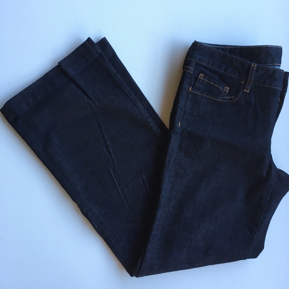 J CREW Dark Wide Leg Denim Jeans Sz 8 - Picture 2 of 7